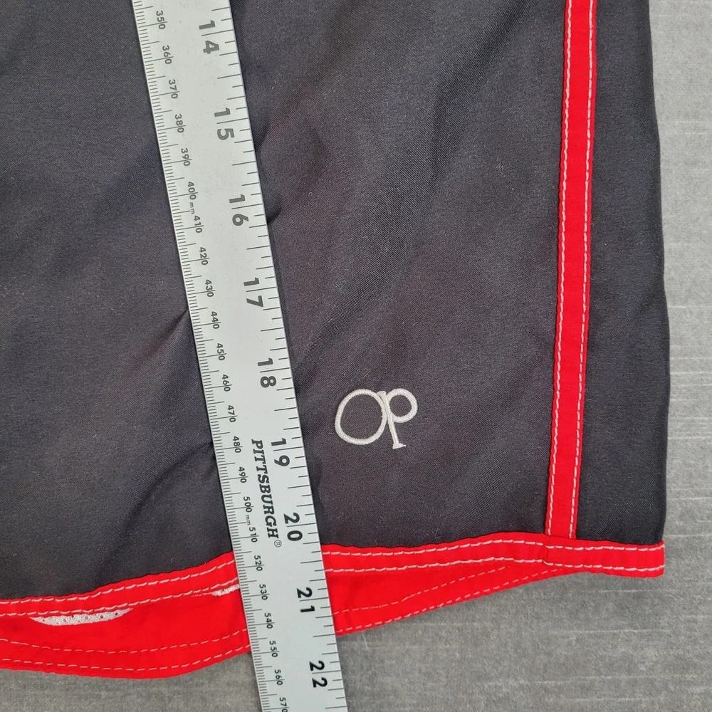 OP Ocean Pacific Y2K Mens Board Shorts Size XL 40-42 Black Red Swim Trunks Cargo